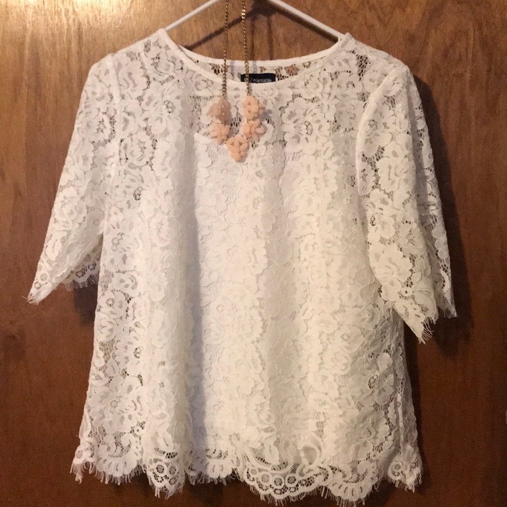 SALE! NWOT White Lace Top By Wantable